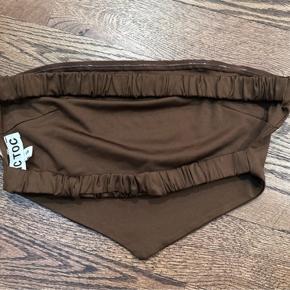 Brown Strapless Crop Top - Picture 2 of 2